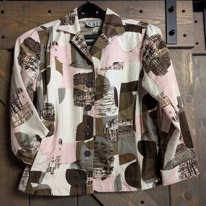 K-e-r-e-n hart ivory/brown/grey/pink jacket size M with bead work